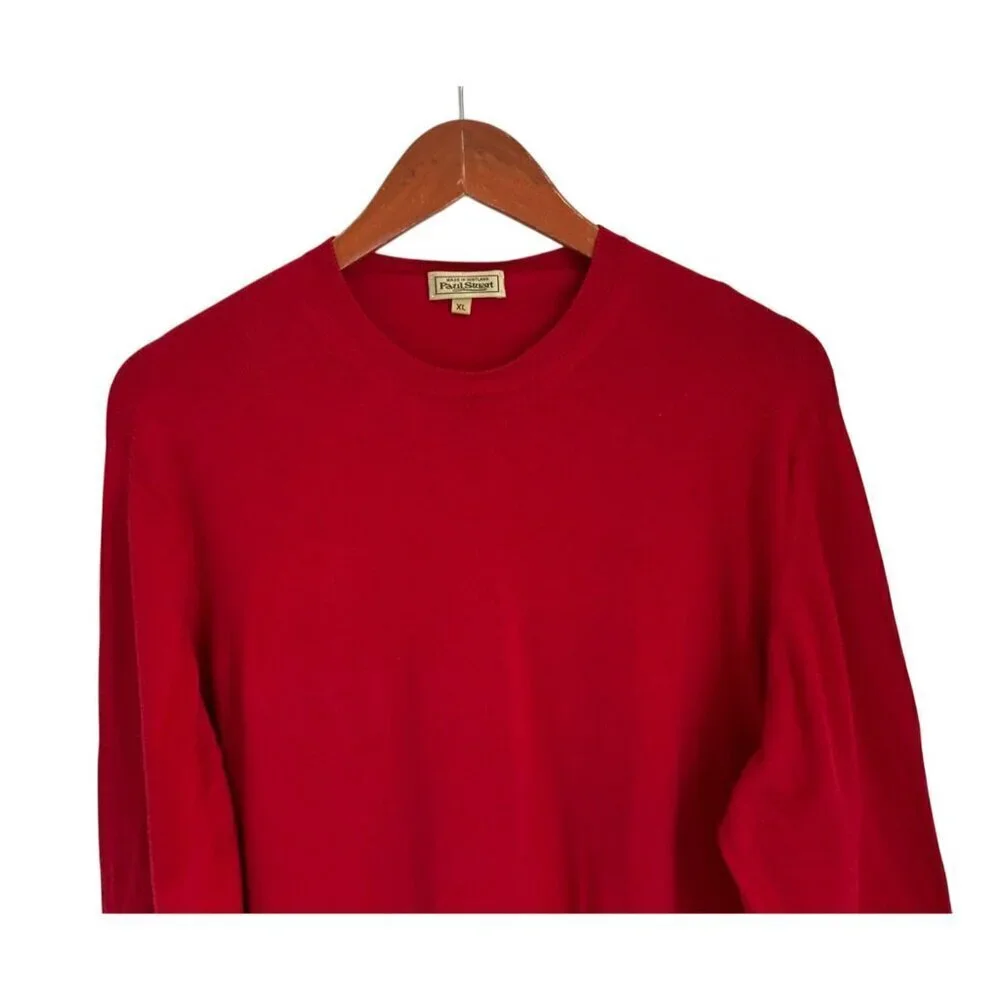 Paul Stuart Red Wool Crewneck Sweater Made In Scotland XL Mens